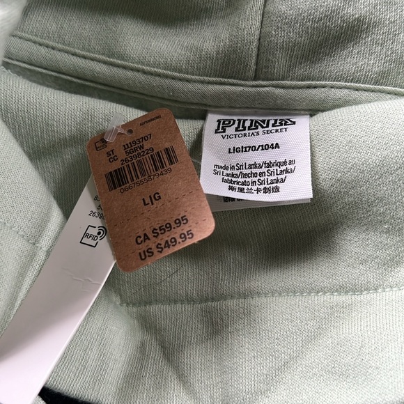 NWT Victoria’s Secret Pink Ladies cowl neck sweatshirt - Size Large -Light Green - Picture 3 of 3